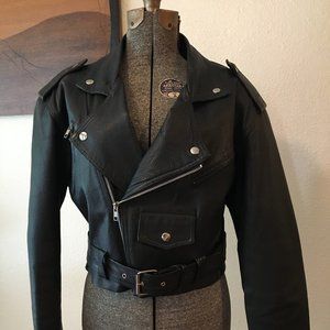 Wilson Cropped Leather Motorcycle Jacket